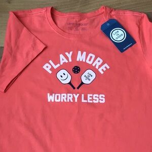 Life is Good Pickleball Tee Play More Worry Less Short Sleeves Shirt Graphic